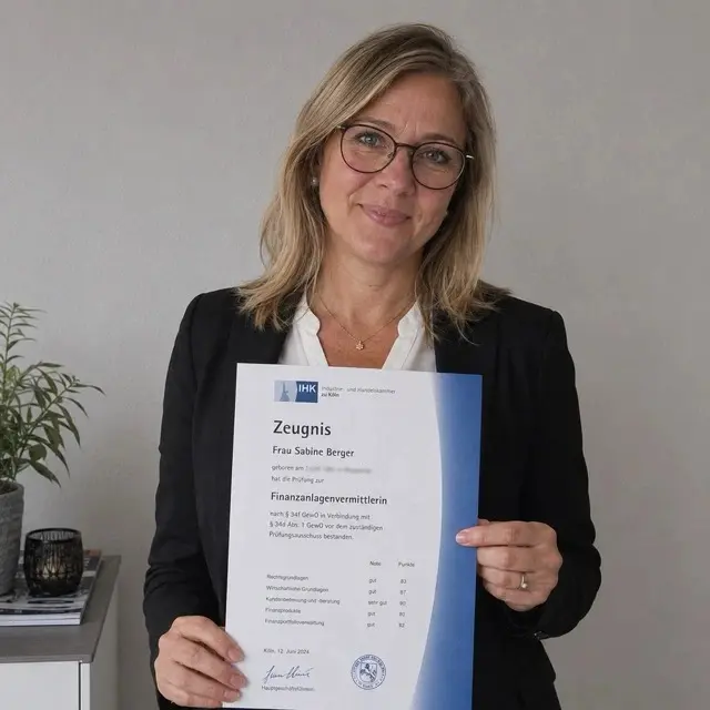 Sabine, hat die IHK-Sachkundeprüfung bestanden
