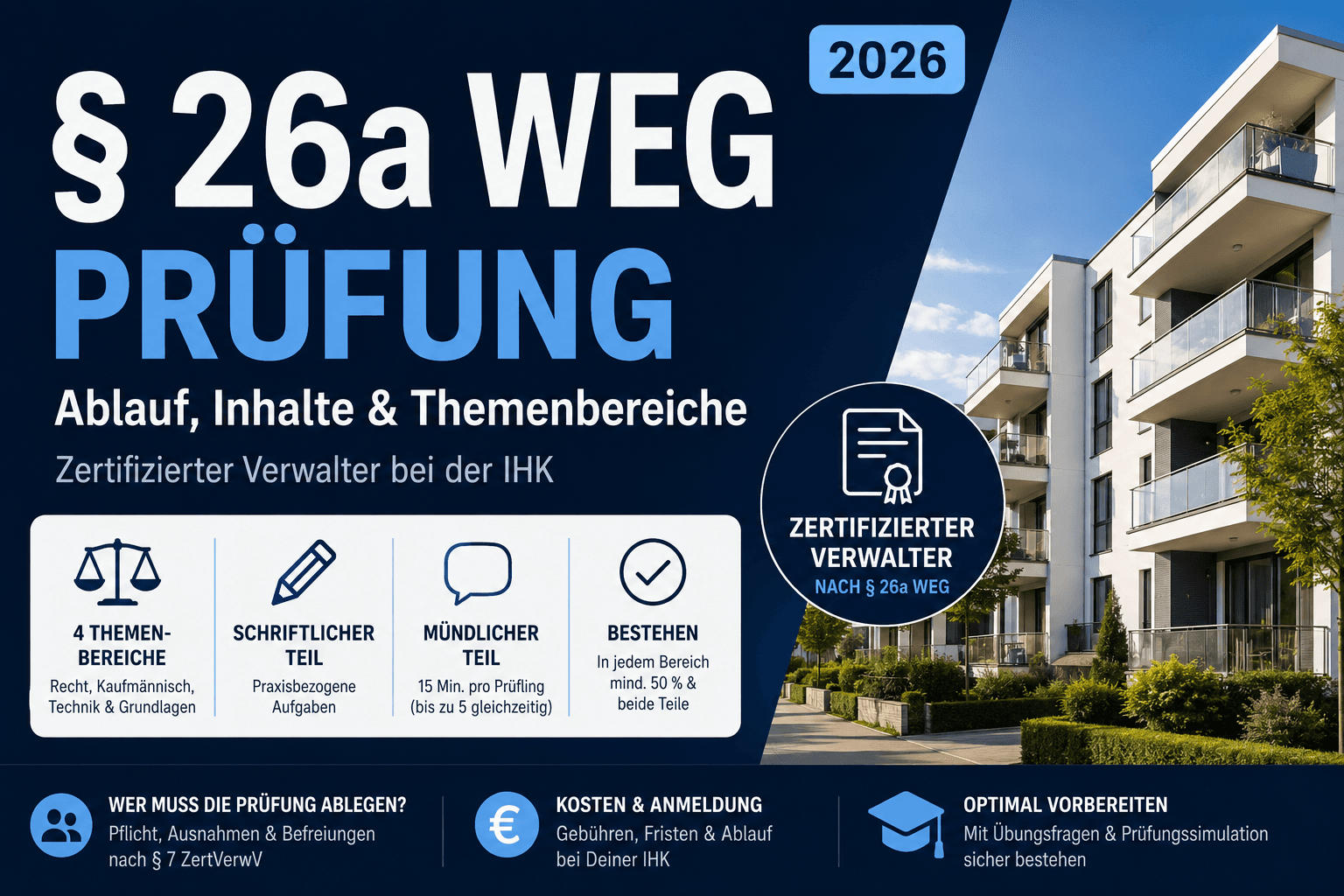 § 26a WEG Prüfung: Ablauf, Inhalte & Themenbereiche zum zertifizierten Verwalter